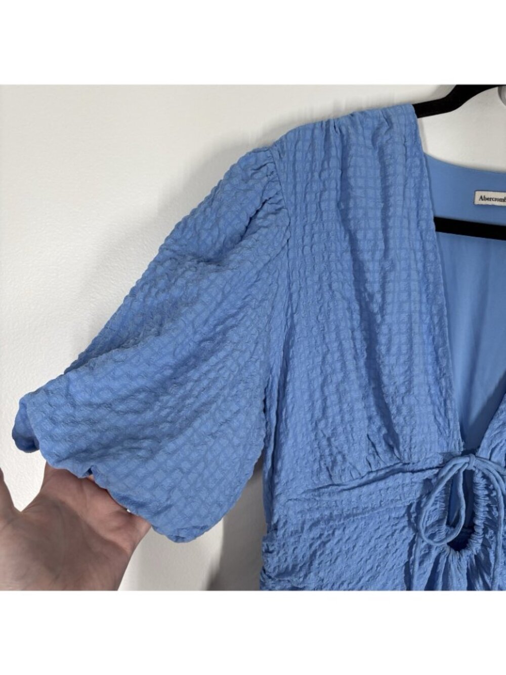 Abercrombie & Fitch Women LP French Blue Tie-Front Textured Maxi Dress NWOT - Picture 7 of 16